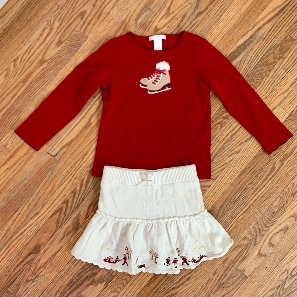 JANIE AND JACK WINTER SKIRT AND SHIRT SET